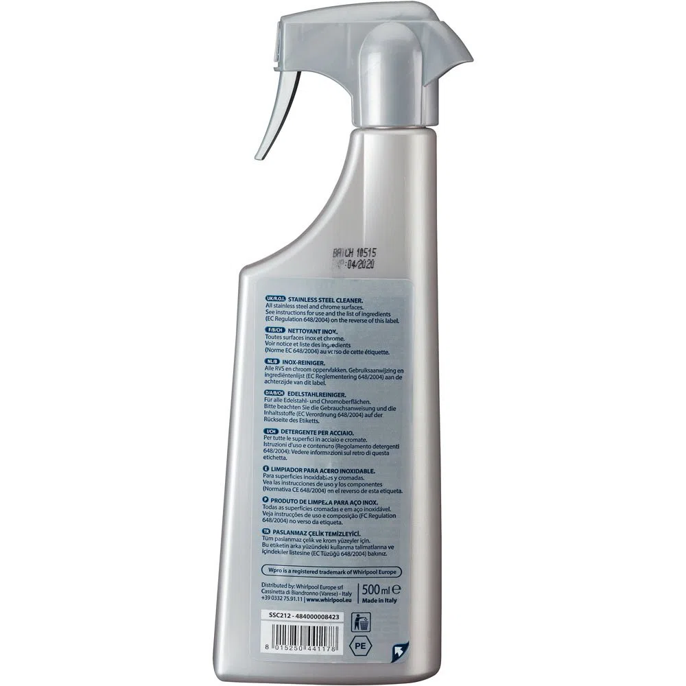 WHIRLPOOL Detergente Professionale Spray Superfici Acciaio Inox 500 ml – SSC212