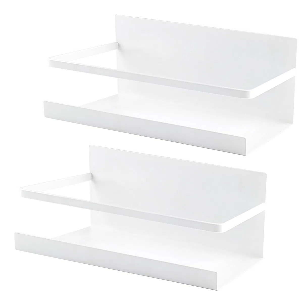 Mensola Magnetica Frigo, 2 Pezzi Portaspezie Magnetico per Frigorifero e Lavatrice, Organizzatore per Cucina, Risparmio Spazio (Bianco)