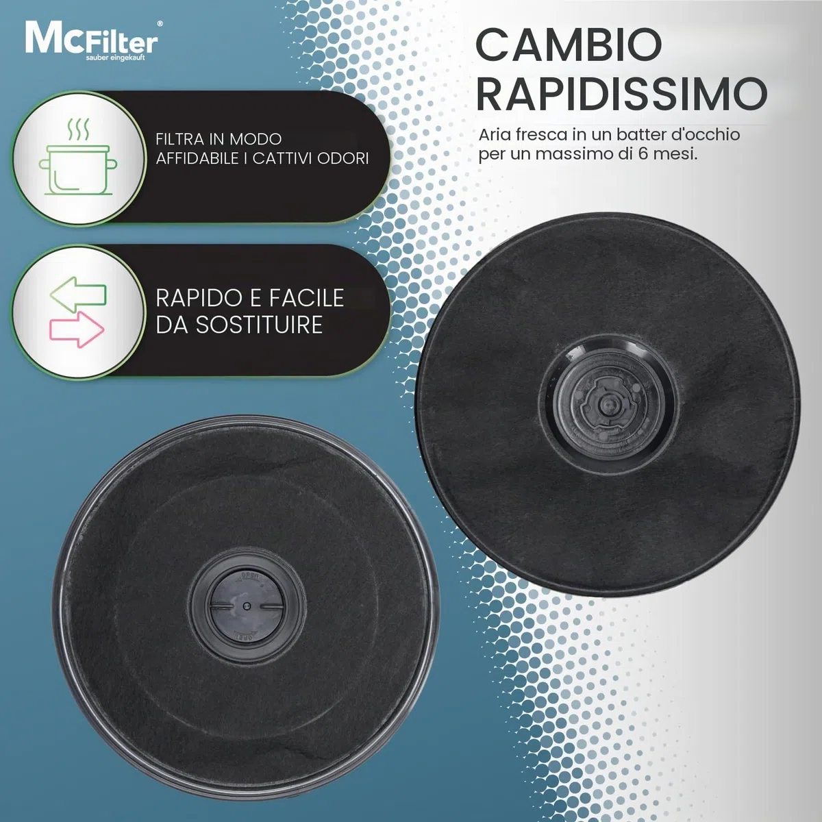 2x Filtro ai carboni attivi Ø 230 mm per cappa aspiranti adatto come alternativa per filtro a carbone 11005728 + 11005732 + DHZ2701/01 + 9029793594, adatto per Bosch, Siemens, AEG, Whirlpool, Faber