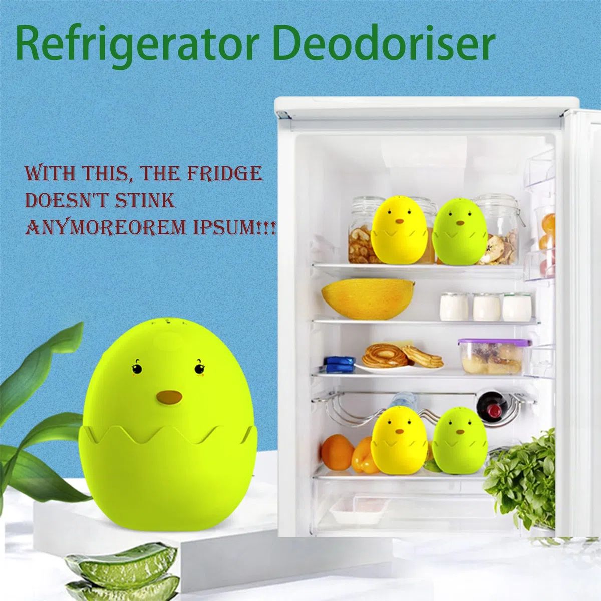 CXAFQ Confezione da 2 deodoranti per frigorifero, deodorante per frigorifero, elimina gli odori, a forma di pulcino, deodorante per frigo, impedisce di emettere cattivi odori (verde x 2)