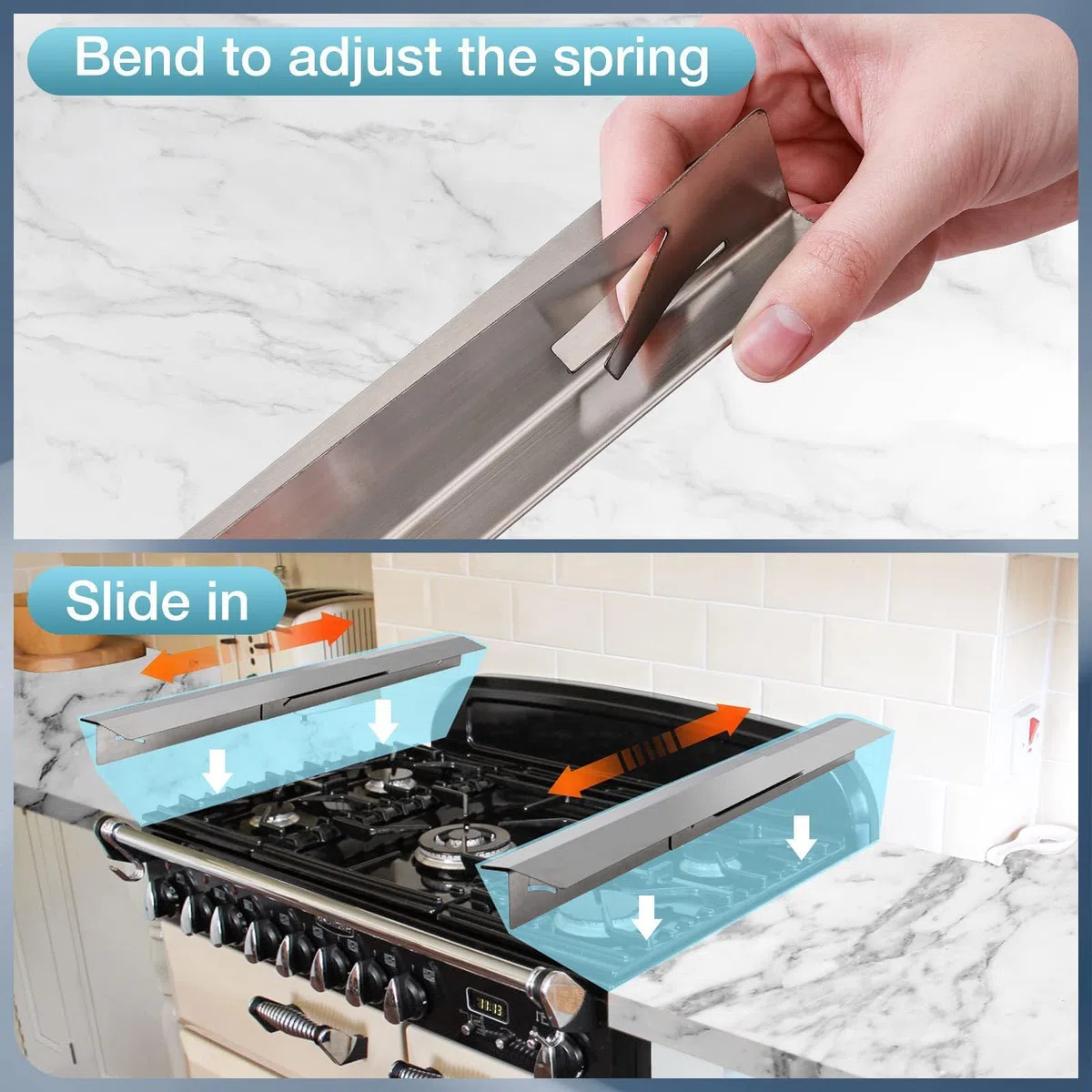 1 Set di Fessure per Piano Cottura in Acciaio Inox per Cucina Fessure per Piano Cottura Protezione Fessure riempitivo per Calore