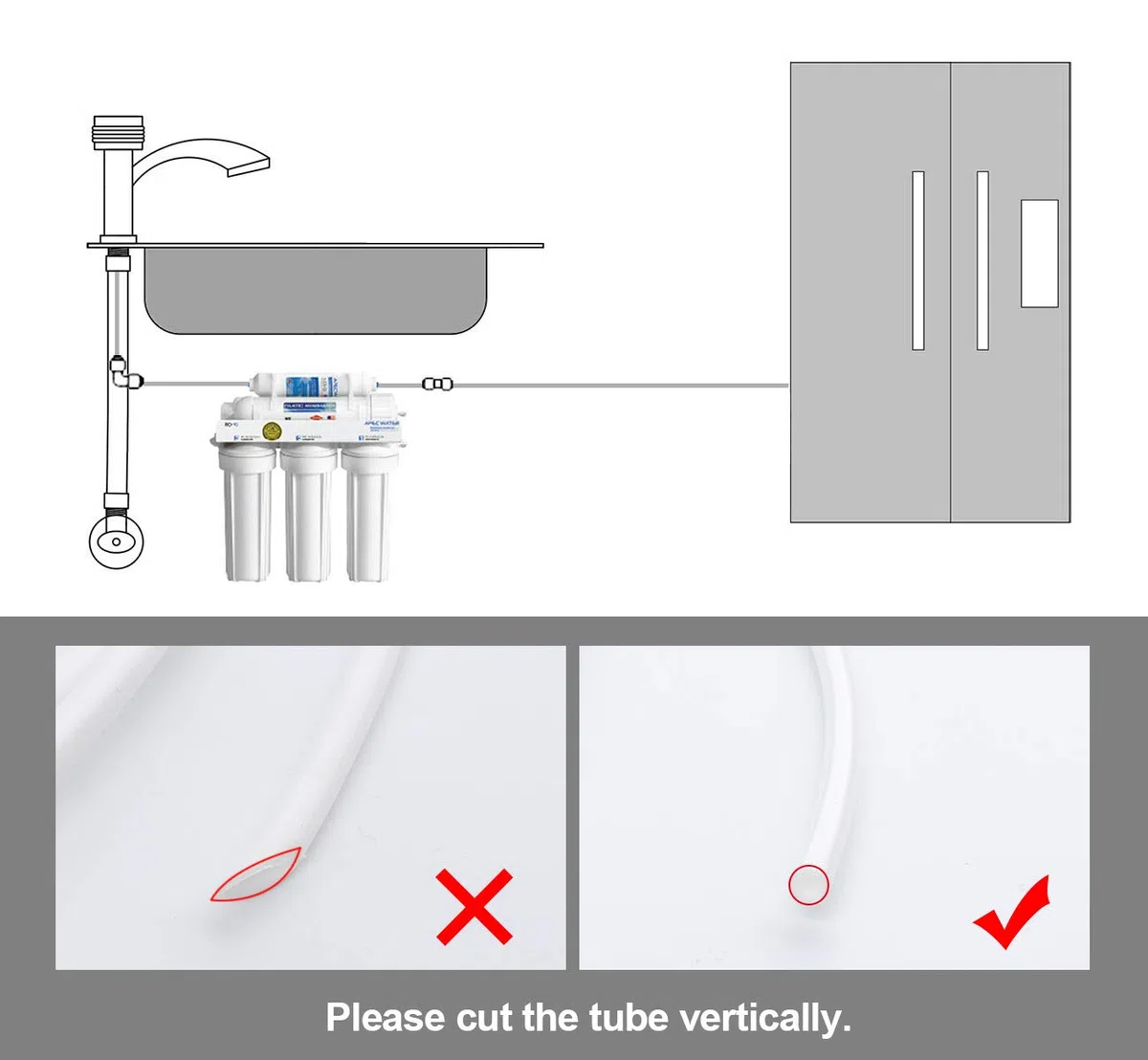 ilauke Tubo dell'Acqua da 15 M, Kit Connettore per Frigorifero Doppio in Stile Europeo, Tubo di Ingresso Dell'acqua da 6,35mm (1/4"), Bianco