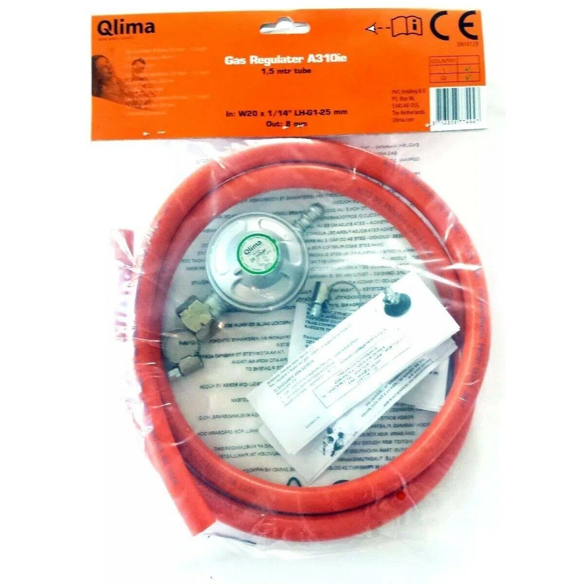 Qlima Kit tubo per stufa a gas da 150cm riduttore regolatore pressione KITG60