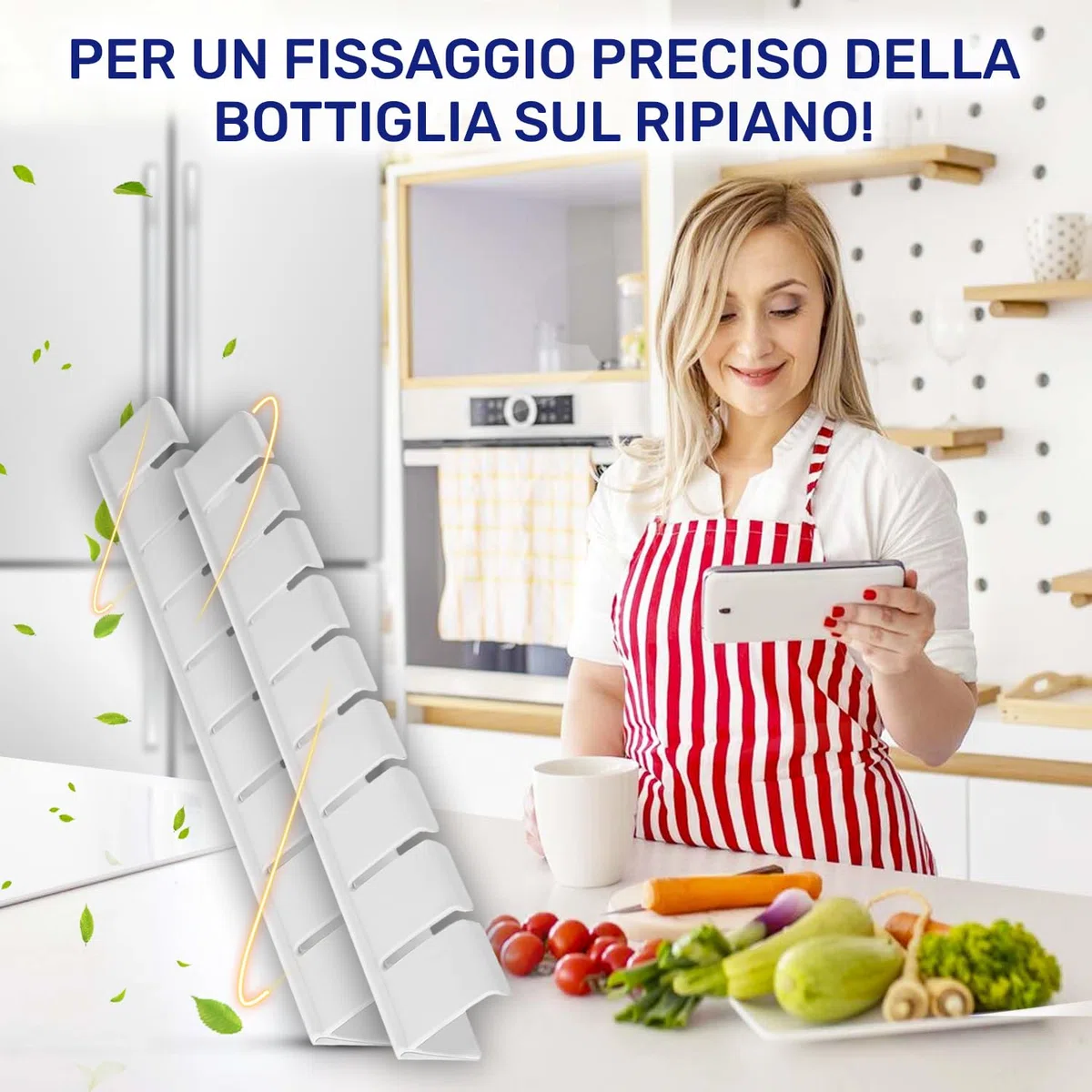 2 Pezzi Ferma Bottiglie per Portabottiglie Frigo 310x35x40 mm con Codice Originale 00791396 791396 00655264 00654512 per Bosch per Siemens - MONTERAL