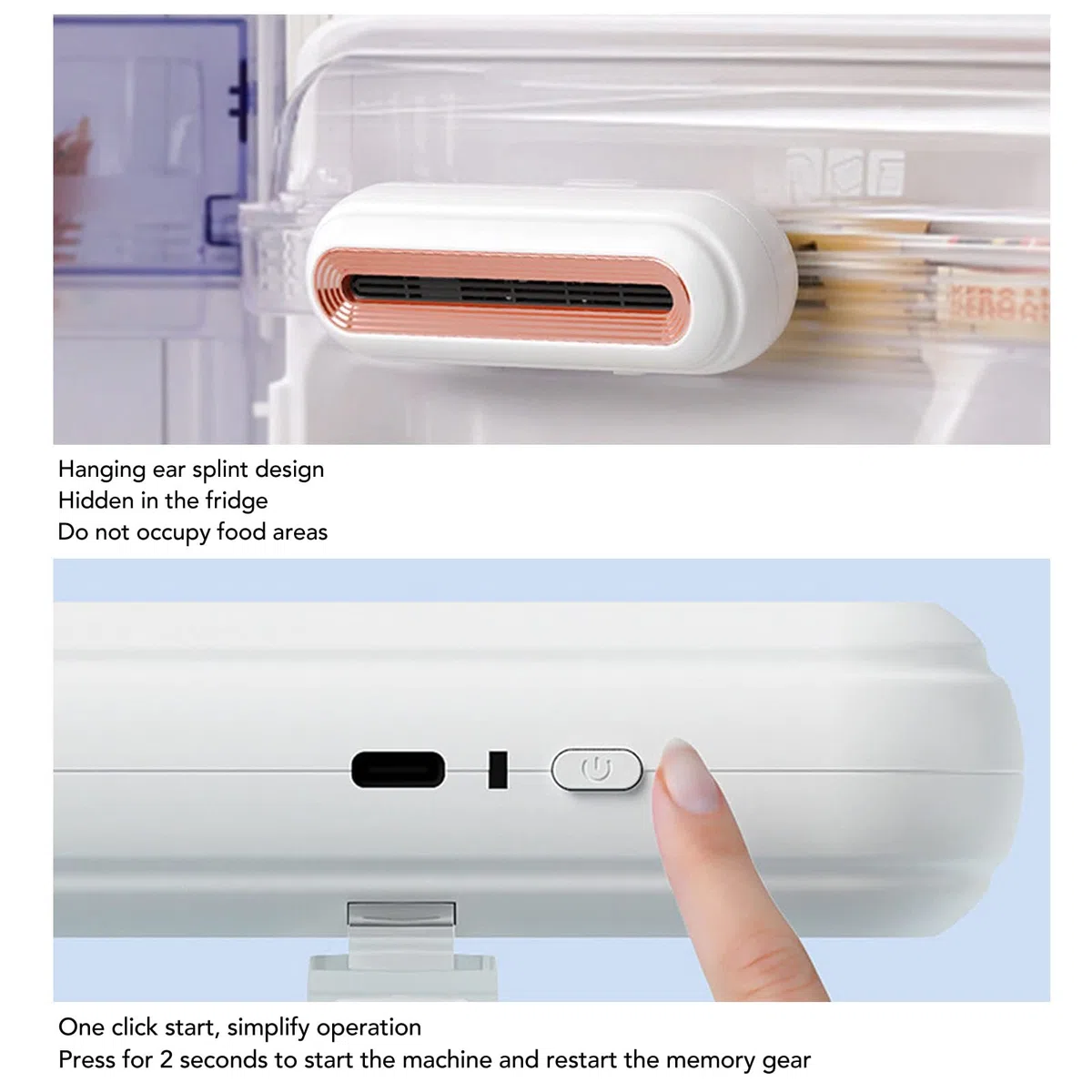 Deodorante per Frigorifero, Purificazione Efficiente Professionale USB Mini Rimozione Silenziosa degli Odori per Frigorifero Armadio per Auto Scatola per Animali Domestici