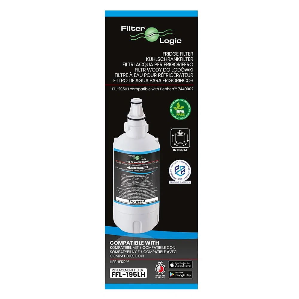 FilterLogic FFL-195LH | Filtro acqua compatibile con Liebherr 7440011, 9880980 InfinitySpring Cartuccia filtro per frigorifero nervera americano