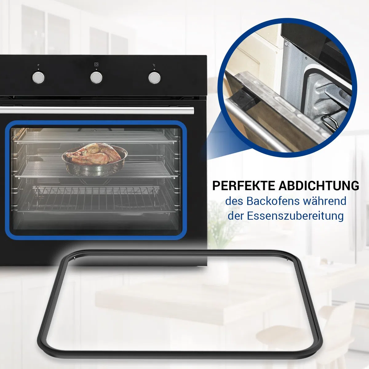 VIOKS Guarnizione in gomma da forno di ricambio per Amica 8066308 guarnizione porta con 4 ganci per forno E A+++ / E Stufa Guarnizione Amica Forno Ricambi Forno