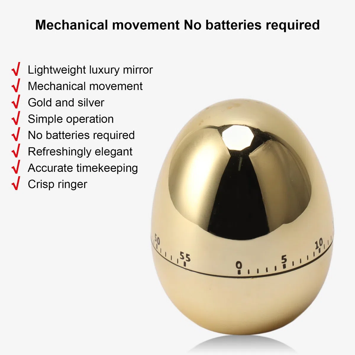 60 Minuti Modello Timer Meccanico Sveglia da Timer Manuale per (Oro)