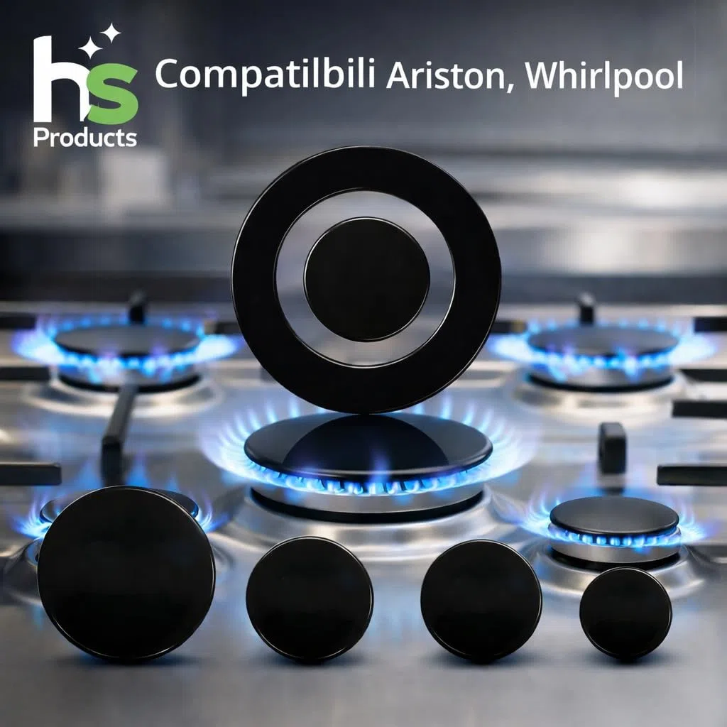 Kit Ricambi Fornelli Cucina a Gas 5 Pezzi – Piattelli Spartifiamma Universali per Bruciatori – Set di cui 1 per Tripla Corona – Compatibili con Ariston e Whirlpool – Accessori Piano Cottura Alta Quali