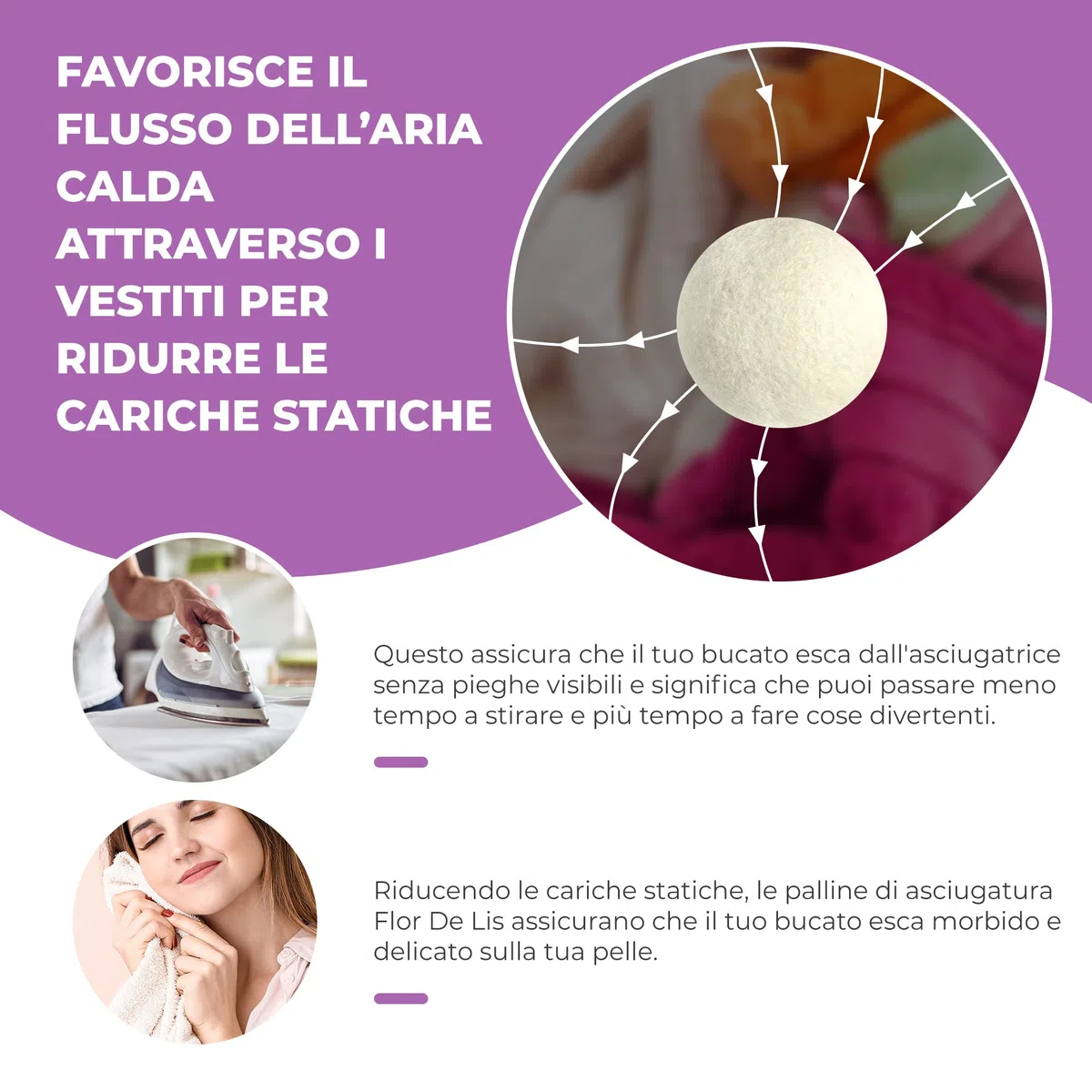 Palline Per Asciugatrice Con Profumo Oli Essenziali Lavanda,Pallina Gomitoli di Lana Palle Asciugatrice Riutilizzabili Naturale Funzione Ammorbidente Profumatore Biancheria Lavatrice Asciugatrice a+++