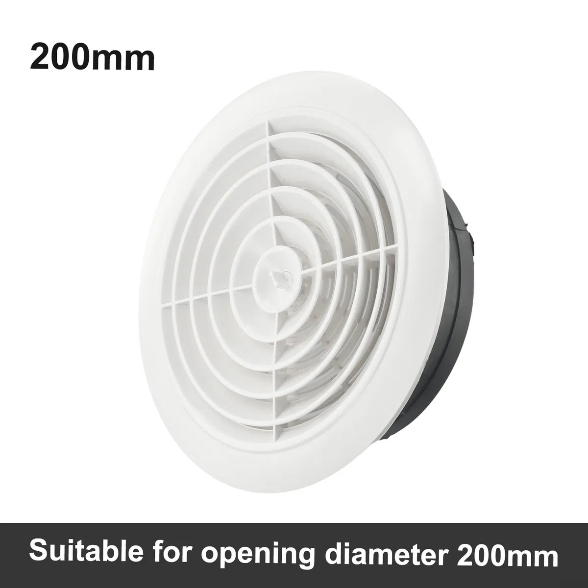 Griglia di ventilazione regolabile in ABS, copertura rotonda da parete per varie impostazioni (200 mm)
