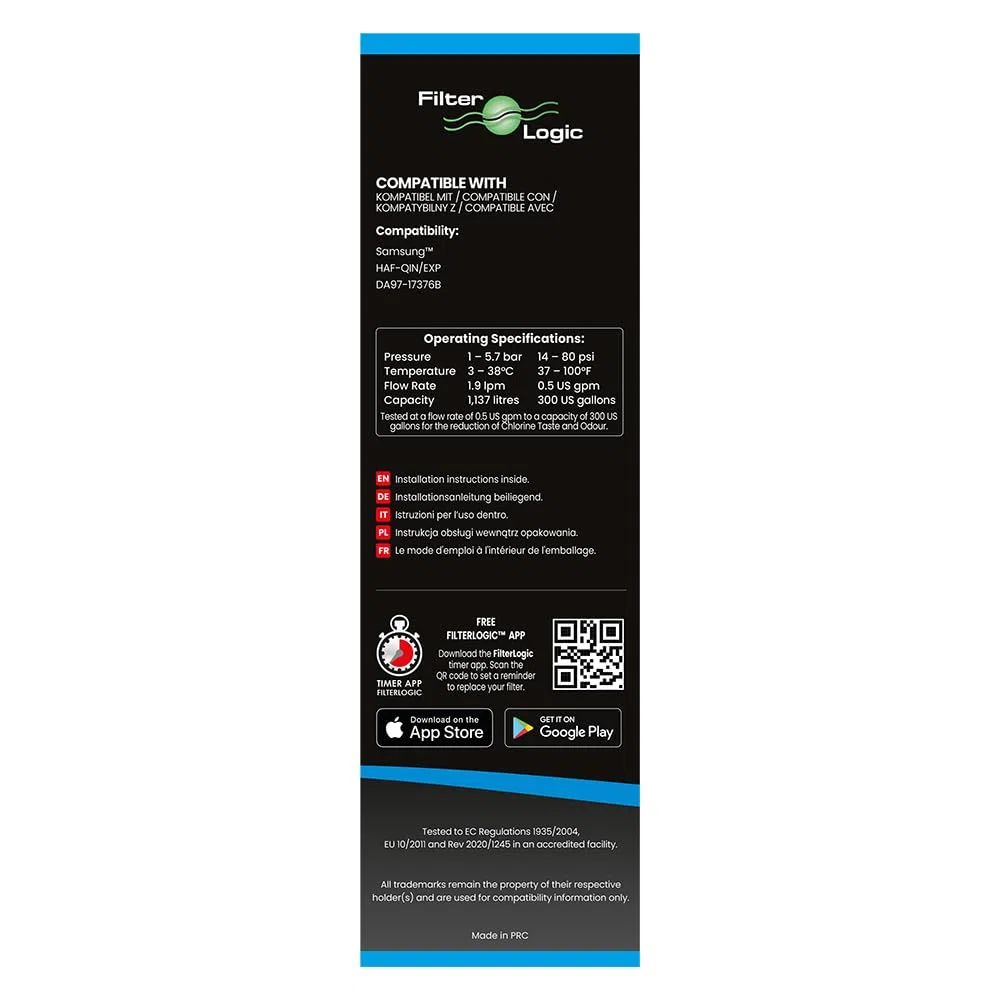 FilterLogic FFL-182S | Filtro acqua compatibile con Samsung HAF-QIN, HAF-QIN/EXP, HAFQIN, DA97-17376B per sistema frigorifero DA97-08006C