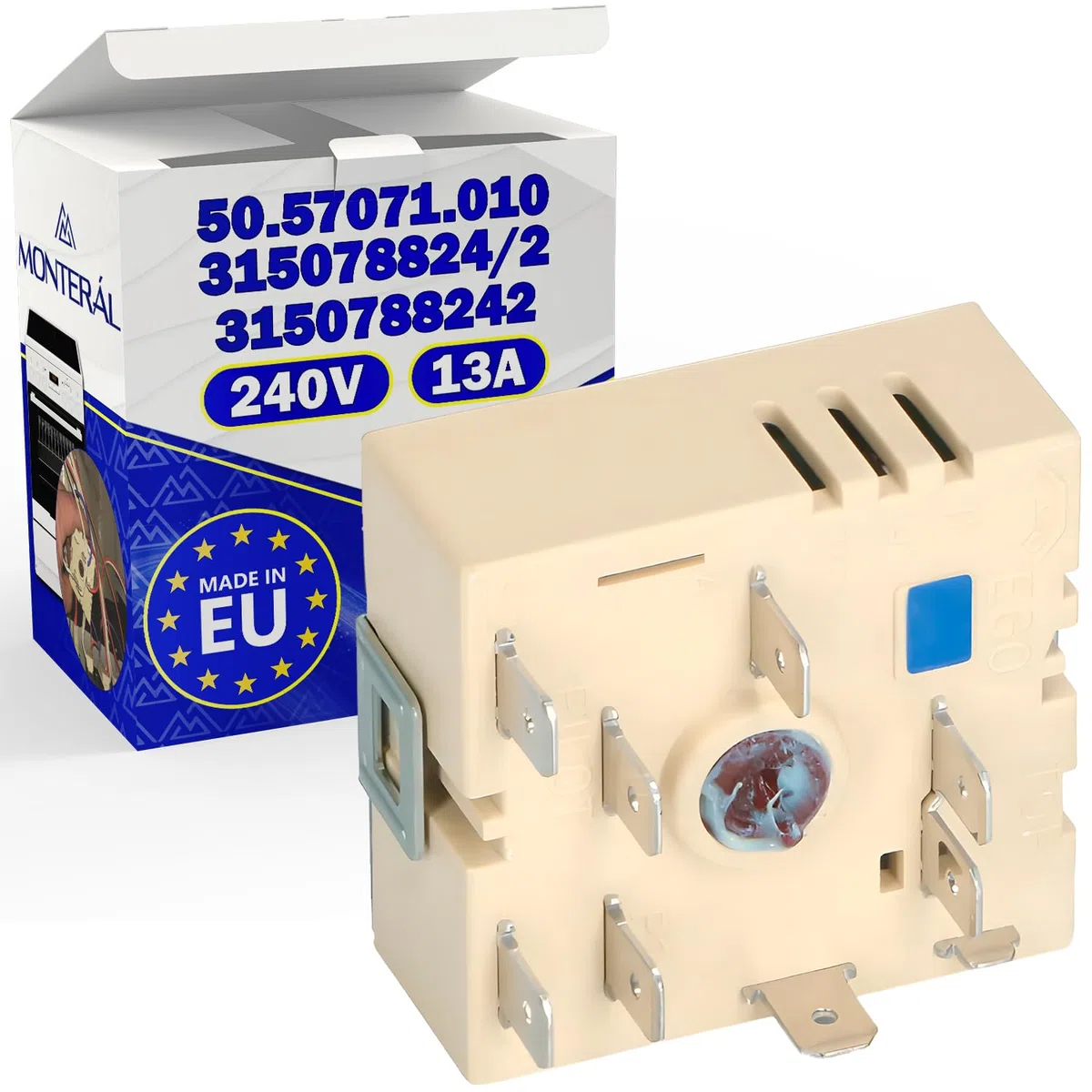 Regolatore di Energia per il Bruciatore del Piano Cottura Elettrico 13A 240V con Codice Originale 315078824/2 3150788242 per AEG 50.57071.010 per EGO - Garanzia di 10 Anni - MONTERAL