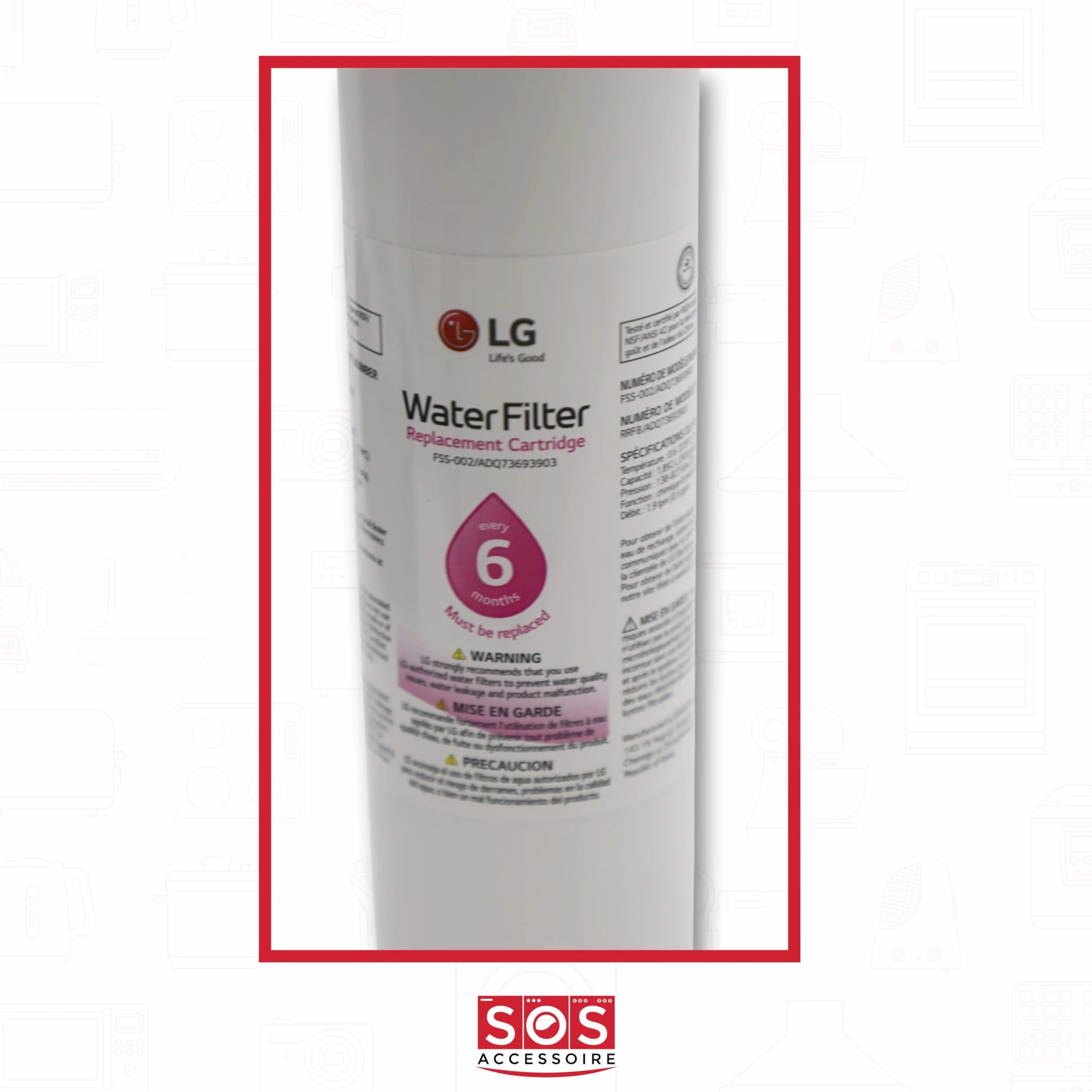 LG ADQ73693903 Cartuccia filtro sostituzione per filtro dell'acqua (imballaggio può variare)