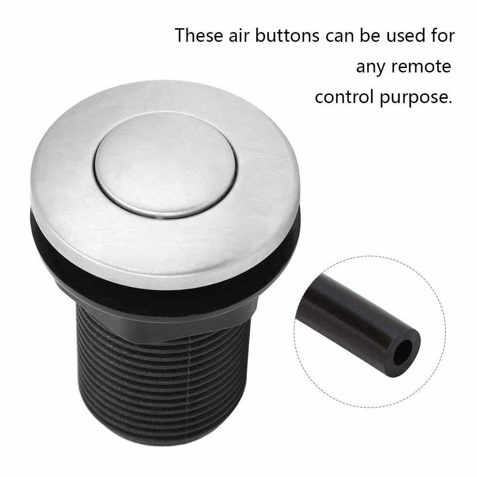 Interruttore Dell'aria per lo Smaltimento dei Rifiuti, Interruttore Dell'aria Pulsante di Autobloccaggio Automatico + Kit Tubo Dell'aria Pneumatico Parti di Ricambio On/off in Acciaio Inossidabile per