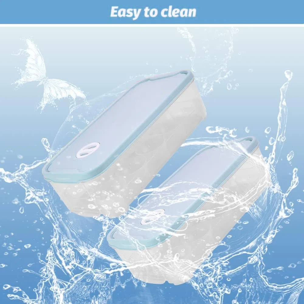 Set di 2 Portauova Plastica a 10 Scomparti Contenitore Plastica Uova per Frigorifero Scatole Porta Uova con Coperchio, con Numeri di Promemoria della Data, 24.5 * 12 * 7cm, Azzurro