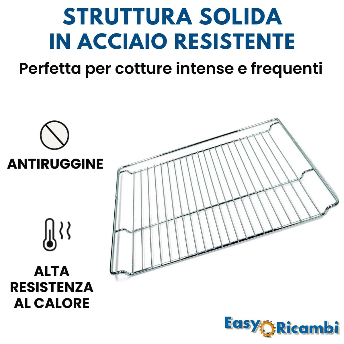 Easyricambi - Griglia Forno Compatibile con Forni Bosch, Siemens, Neff (46,5 x 37,5 Cm) Rivestimento Antiaderente e Atossico per Uso Alimentare, Facile da Pulire, in Descrizione i Modelli Compatibili