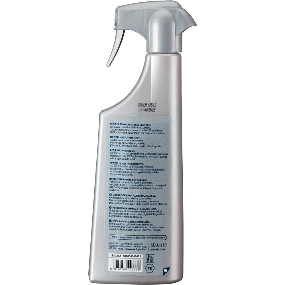 WHIRLPOOL Detergente Professionale Spray Superfici Acciaio Inox 500 ml – SSC212