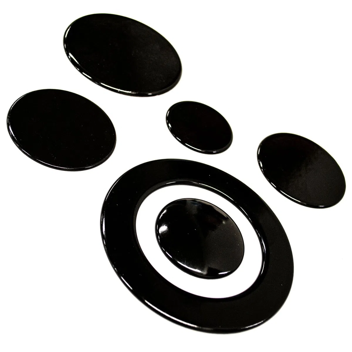 Kit 5 piattelli lisci di cui una tripla corona adattabile a piano cottura cucina compatibile con Ariston - Nardi - Franke