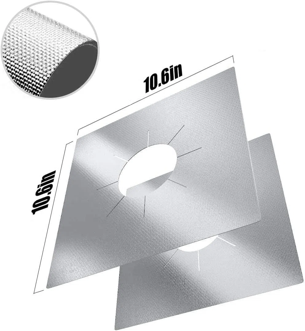 10 PCS Proteggi Fornelli Cucina, Protezioni per Fornelli a Gas, Coperchio Piano Cottura, Doppio Spessore,Rivestimento Antiaderente, Copri Piano Cottura,Rivestimento Cucina (Argento)