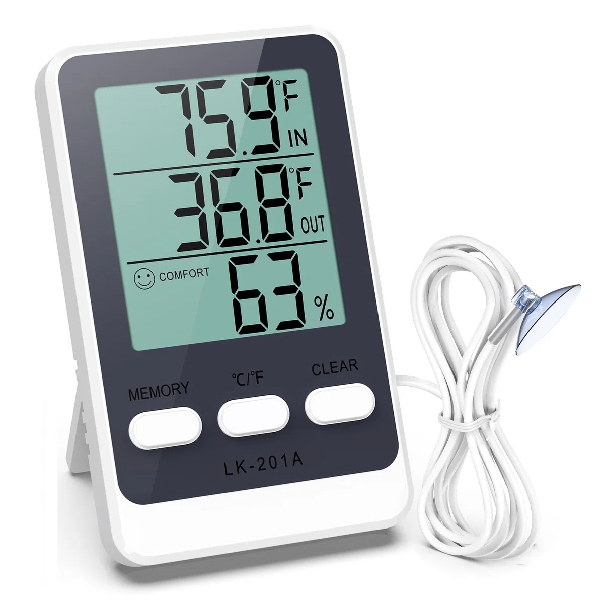ORIA Termometro Frigorifero Digitale con Sonda Impermeabile, Misuratore Umidità e Temperatura con Funzione Min/Max, 3 Modalità Installazione, Compatibile con Frigorifero, Congelatore, Acquario