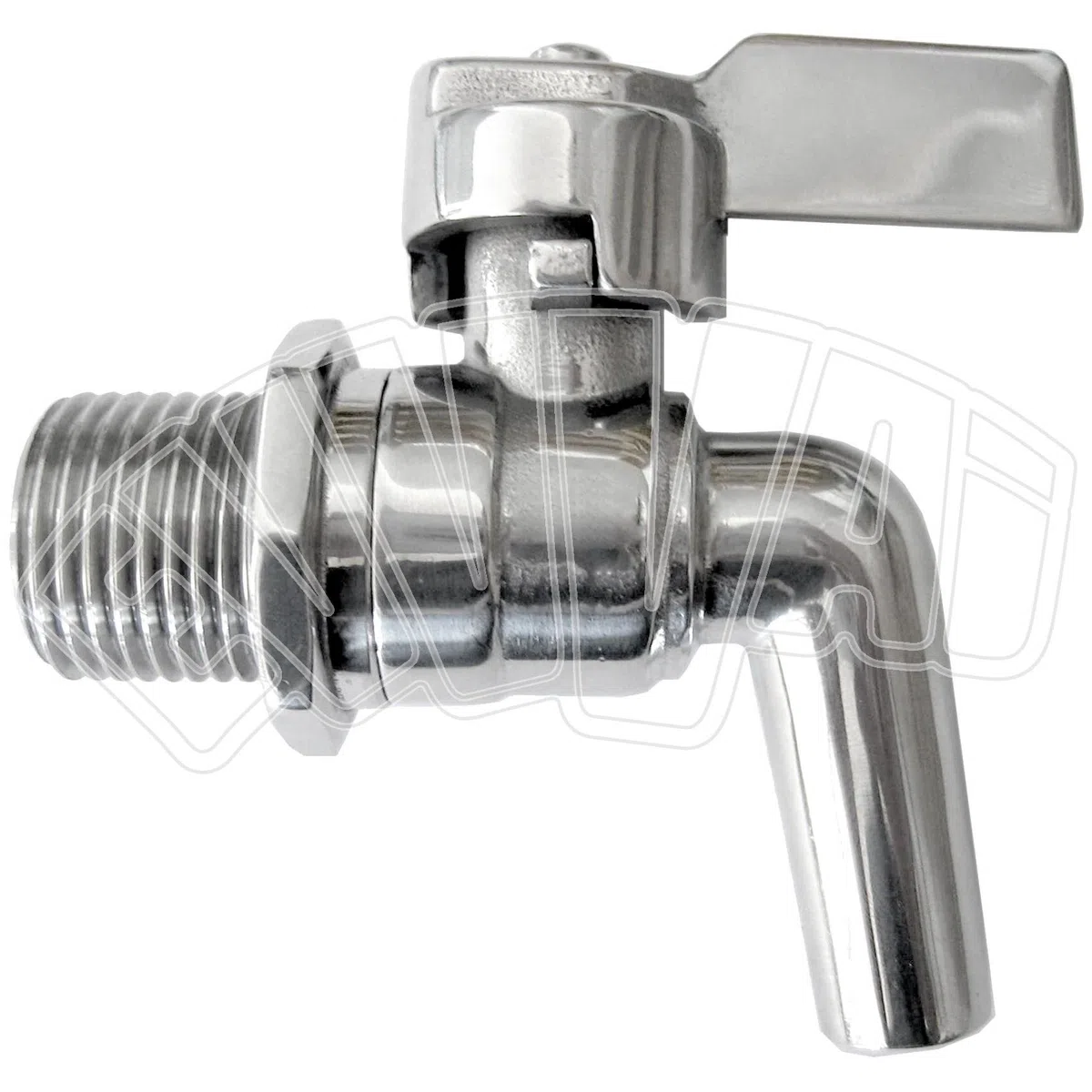 RUBINETTO CURVO INOX 3/8" PER BOTTE FUSTO VINO ENOLOGIA CANTINA
