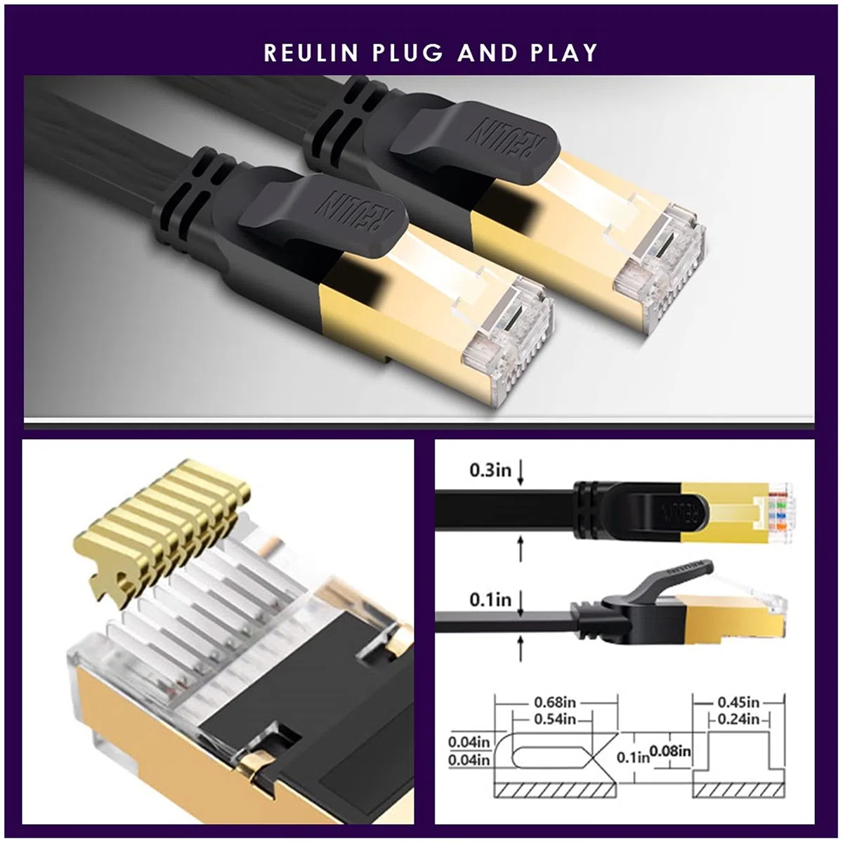 Ultra-Flessibile Cavo Ethernet Piatto CAT8 da 14M di Lunghezza - Cavo Internet LAN ad Alta Velocità 40-Gbps [ 14 Metri ]