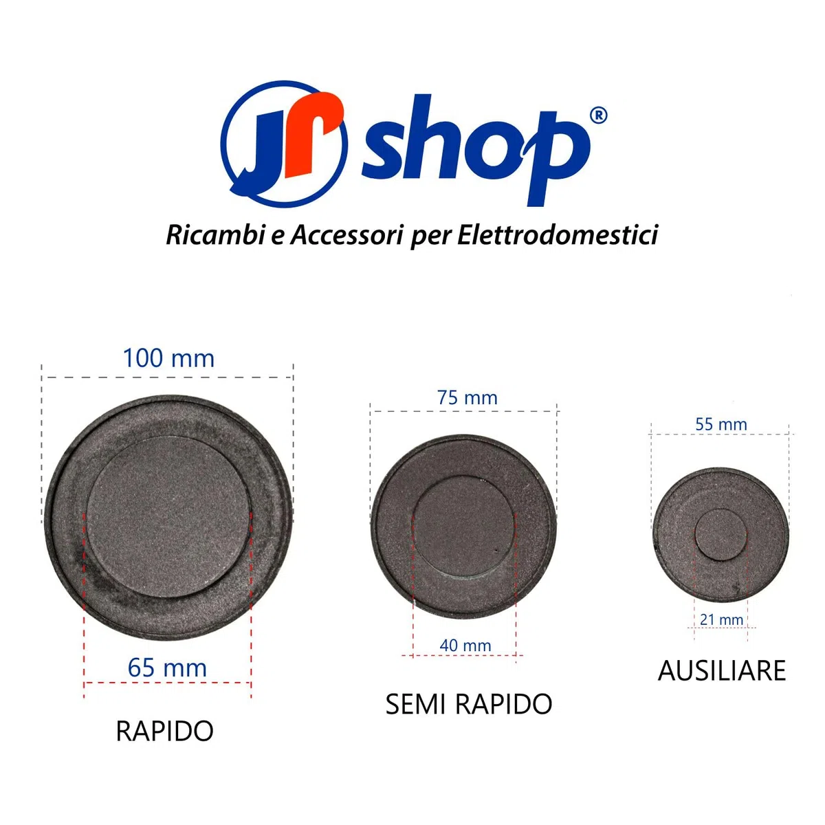 Kit 5 piattelli lisci di cui una tripla corona adattabile a piano cottura cucina compatibile con Ariston - Nardi - Franke