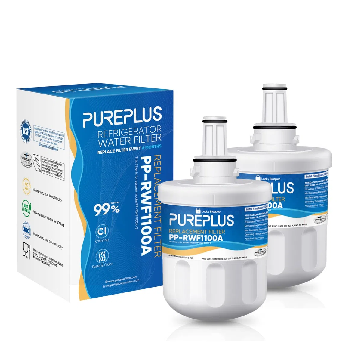 PUREPLUS Filtri acqua per frigorifero Compatibile Con Samsung DA29-00003F, DA29-00003G, Aqua Pure Plus Hafin, DA29-00003B, DA29-00003A, DA97-06317A, RFC1100A, 2 pezzi RWF1100A (fattura disponibile)