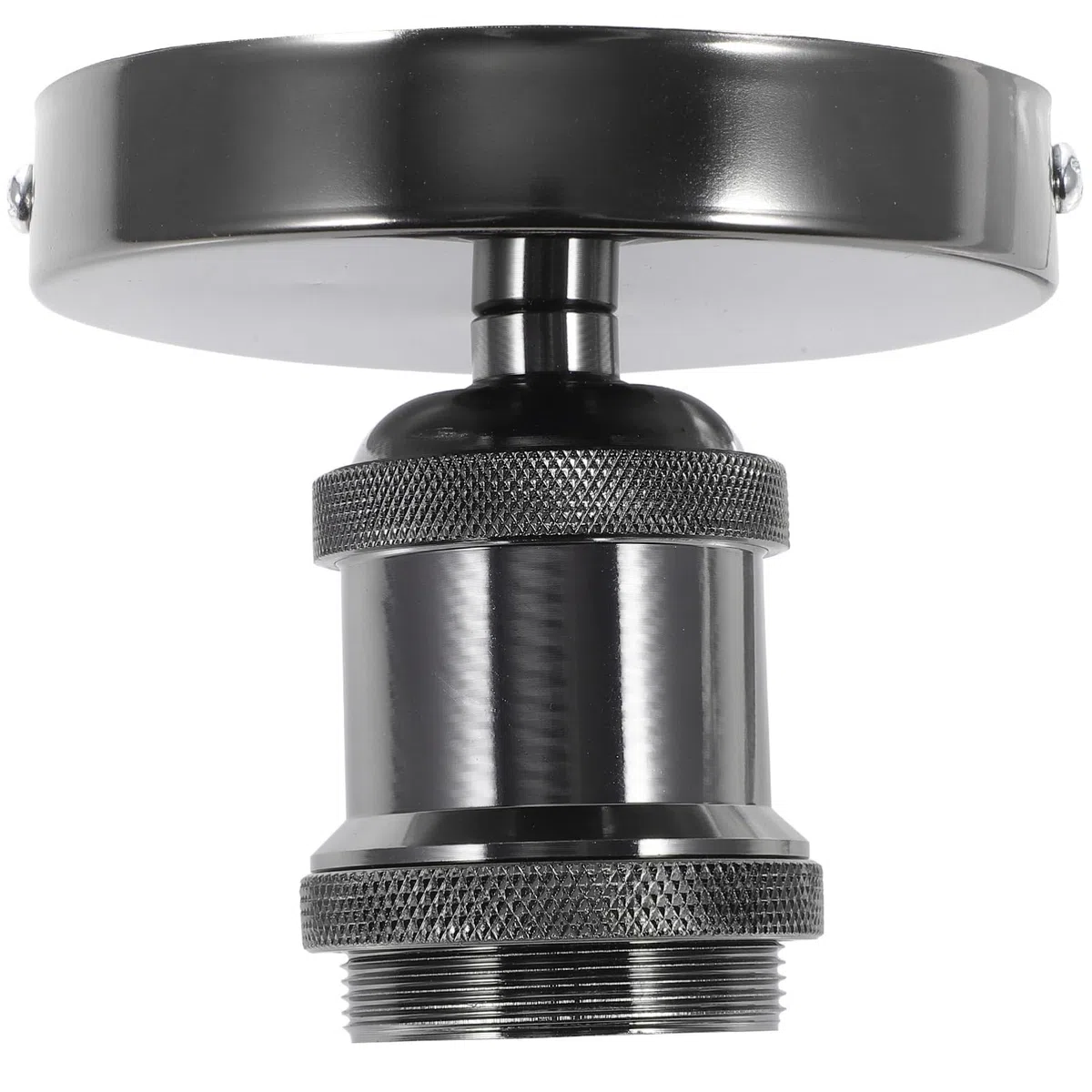 Portalampada Vintage E27 in Acciaio Inox, Base per Lampada da Soffitto Apertura a Vite, Presa di Luce Esterna per Illuminazione Casa e Cucina, Design Retrò in Metallo Robusto
