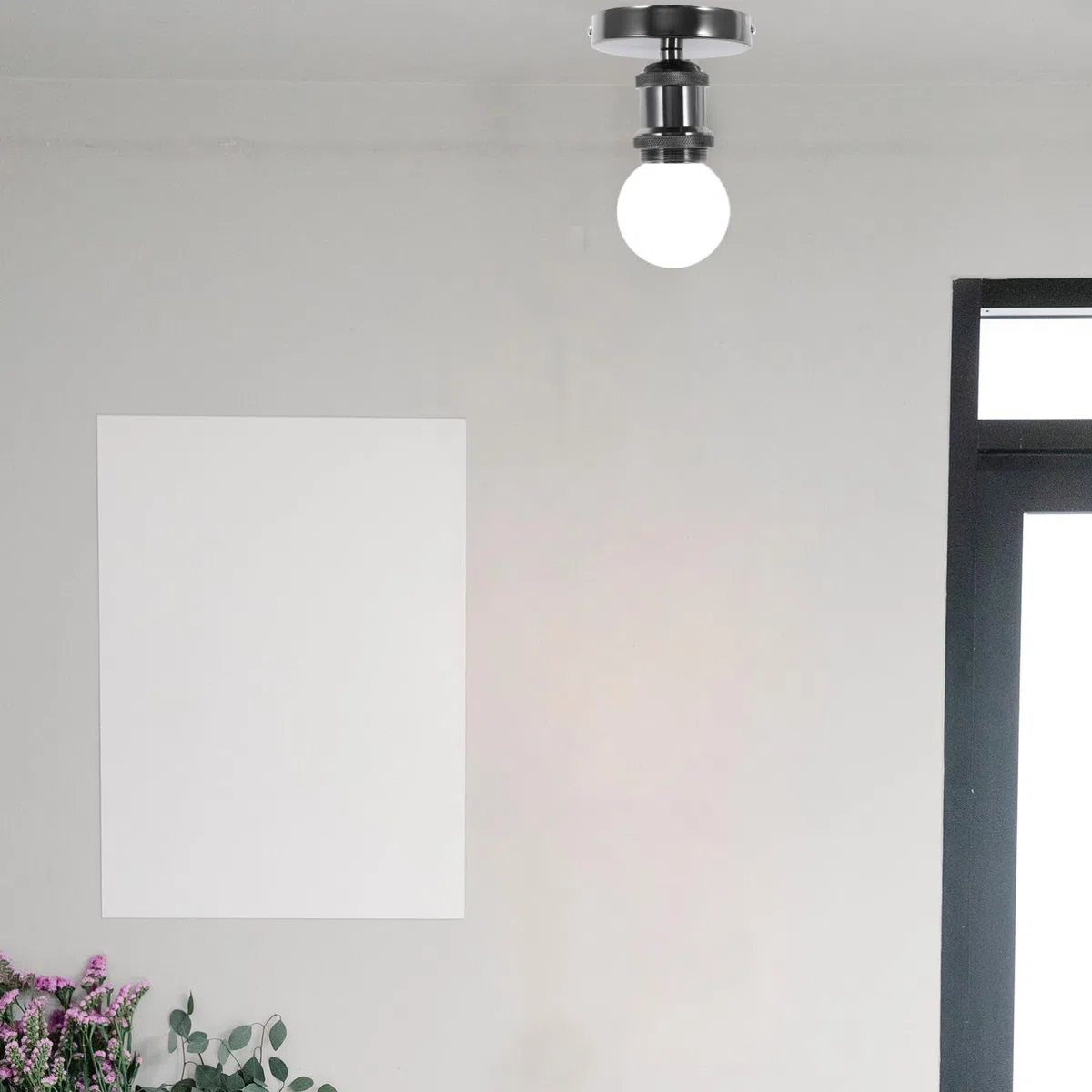Portalampada Vintage E27 in Acciaio Inox, Base per Lampada da Soffitto Apertura a Vite, Presa di Luce Esterna per Illuminazione Casa e Cucina, Design Retrò in Metallo Robusto