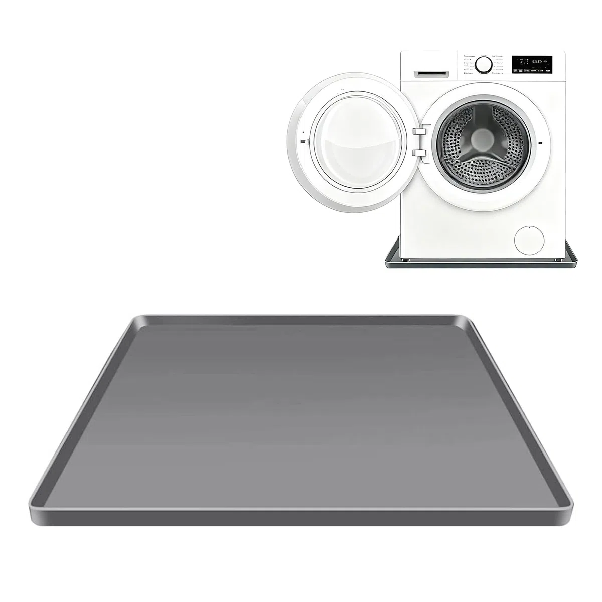 Tappetini in Silicone per Frigoriferi, 60 x 60 cm, Mini Vassoio Antigoccia per il Frigorifero, Tappetino per Frigorifero in Silicone con Bordo Rialzato, per Frigoriferi, Lavatrice(Grigio)