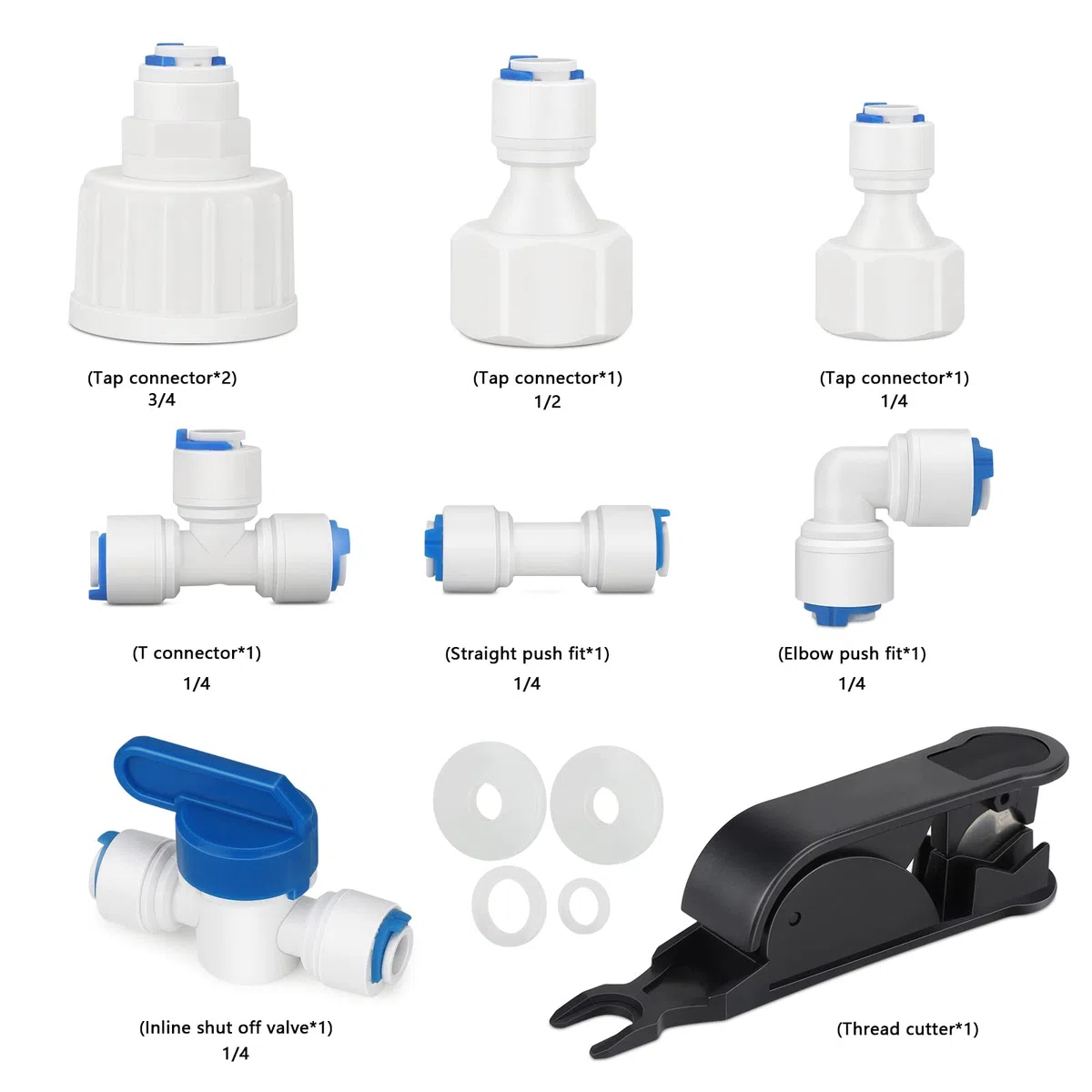 Tubi di Osmosi Inversa Kit 10 Pezzo Raccordo Del Filtro Dell'acquav 15m Tubo D'alimentazione Dell'acqua Tubo Del Depuratore Dell'acqua per Frigorifero Side by Side Filtri Dell'Acqua(1/4")