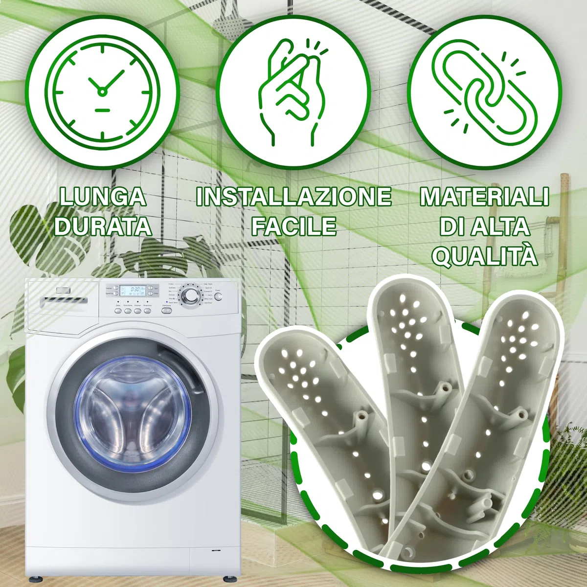 3 Pezzi Trascinatore per Tamburo Lavatrice 180x53 mm con Codice Originale 41021913 per Candy per Hoover - Garanzia di 5 Anni - ONIX TECH