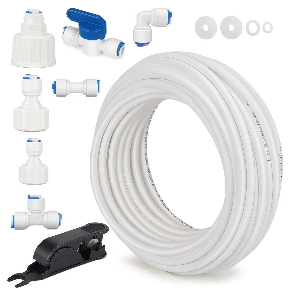 Tubi di Osmosi Inversa Kit 10 Pezzo Raccordo Del Filtro Dell'acquav 15m Tubo D'alimentazione Dell'acqua Tubo Del Depuratore Dell'acqua per Frigorifero Side by Side Filtri Dell'Acqua(1/4")