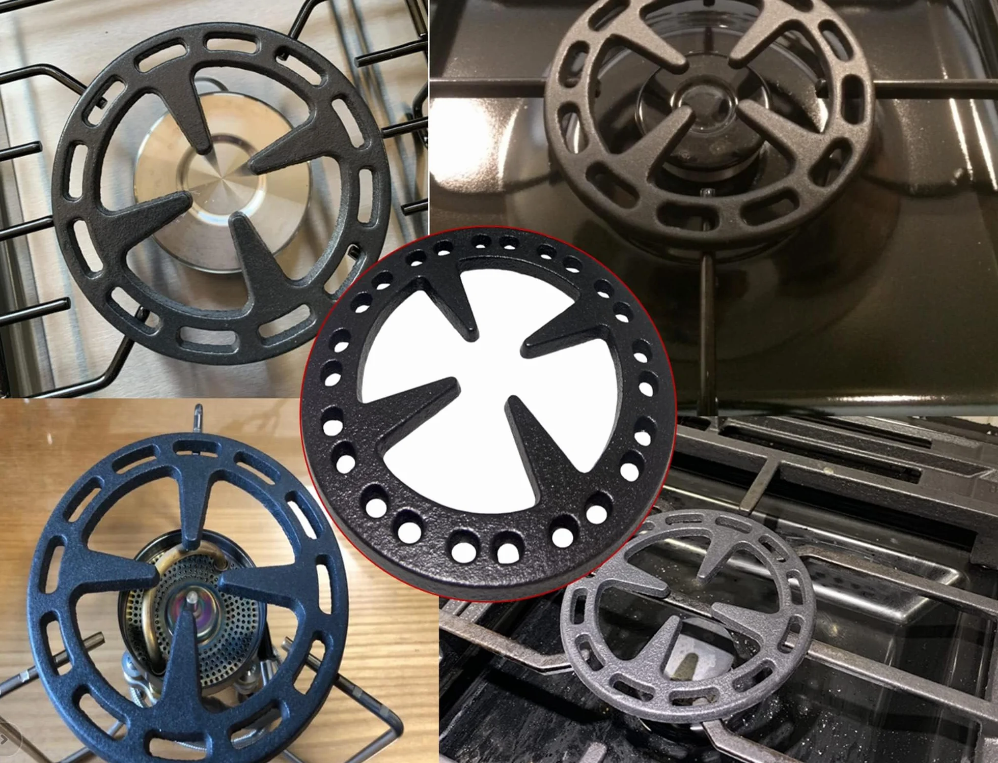 METER STAR Riduttore ad anello a gas in ghisa da 12,7 cm, supporto piatto per caffettiera turca, caffettiera, moka su fornelli a gas