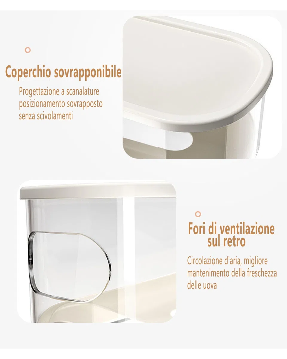 Porta Uova Da Frigo,Porta Uova A Doppio Strato Con Coperchio,Portauova Frigorifero Rotante,Adatto Per Frigoriferi E Piccoli Elettrodomestici Da Cucina