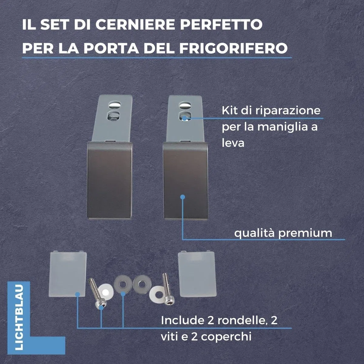Lichtblau 2 Cerniere Compatibili per Frigoriferi Liebherr 9590178 9590190 9590124, Ricambi in Acciaio Inox Resistenti, Set Sostituzione Porta, Alta Qualità, Montaggio Facile