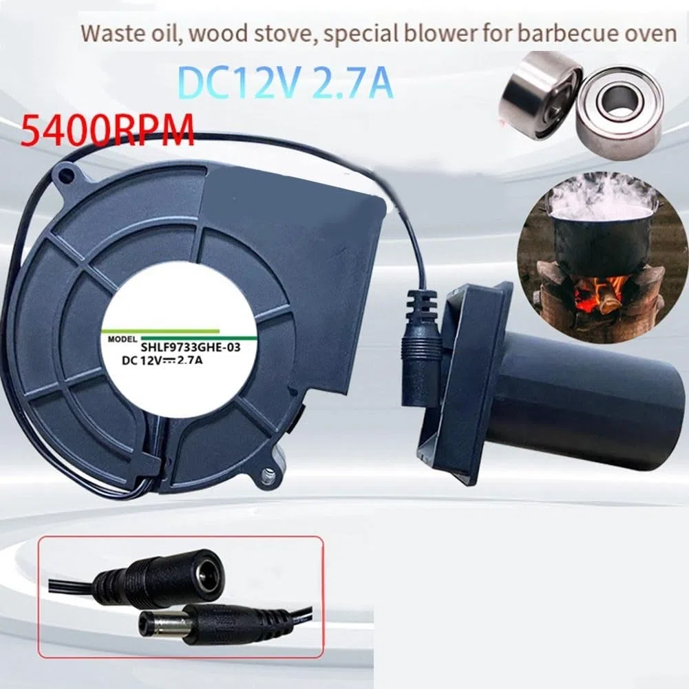 Ventilatore 9733, 12 V, 97 x 97 x 33 mm, nero, portatile, 5400 giri/min, 42 CFM, 32,4 W, per raffreddamento, ventilazione, asciugatura
