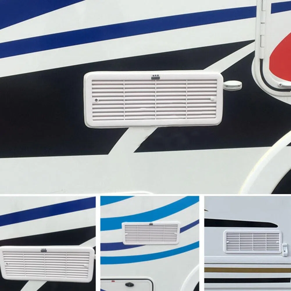 Griglia di montaggio per ventola del frigorifero Thetford, 483 x 186 mm, coperture di ventilazione in ABS per roulotte, camper (bianco)