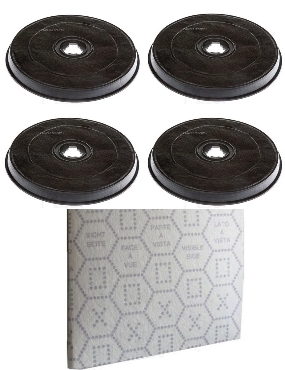 FABER 4 FILTRI CAPPA CARBONI ATTIVI CON FARFALLA + 1 PANNO H 2.6 Cm Ø 23.2 F 38