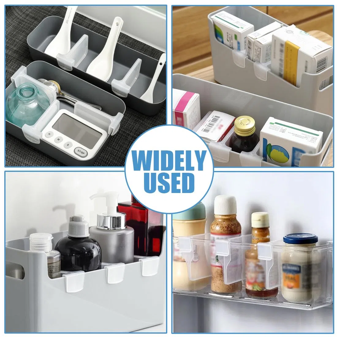 Fridge Bins, 8 pezzi divisori regolabili per frigorifero divisori salvaspazio per frigorifero adatti per tappi per bottiglie da frigorifero bustine di condimento bevande uova
