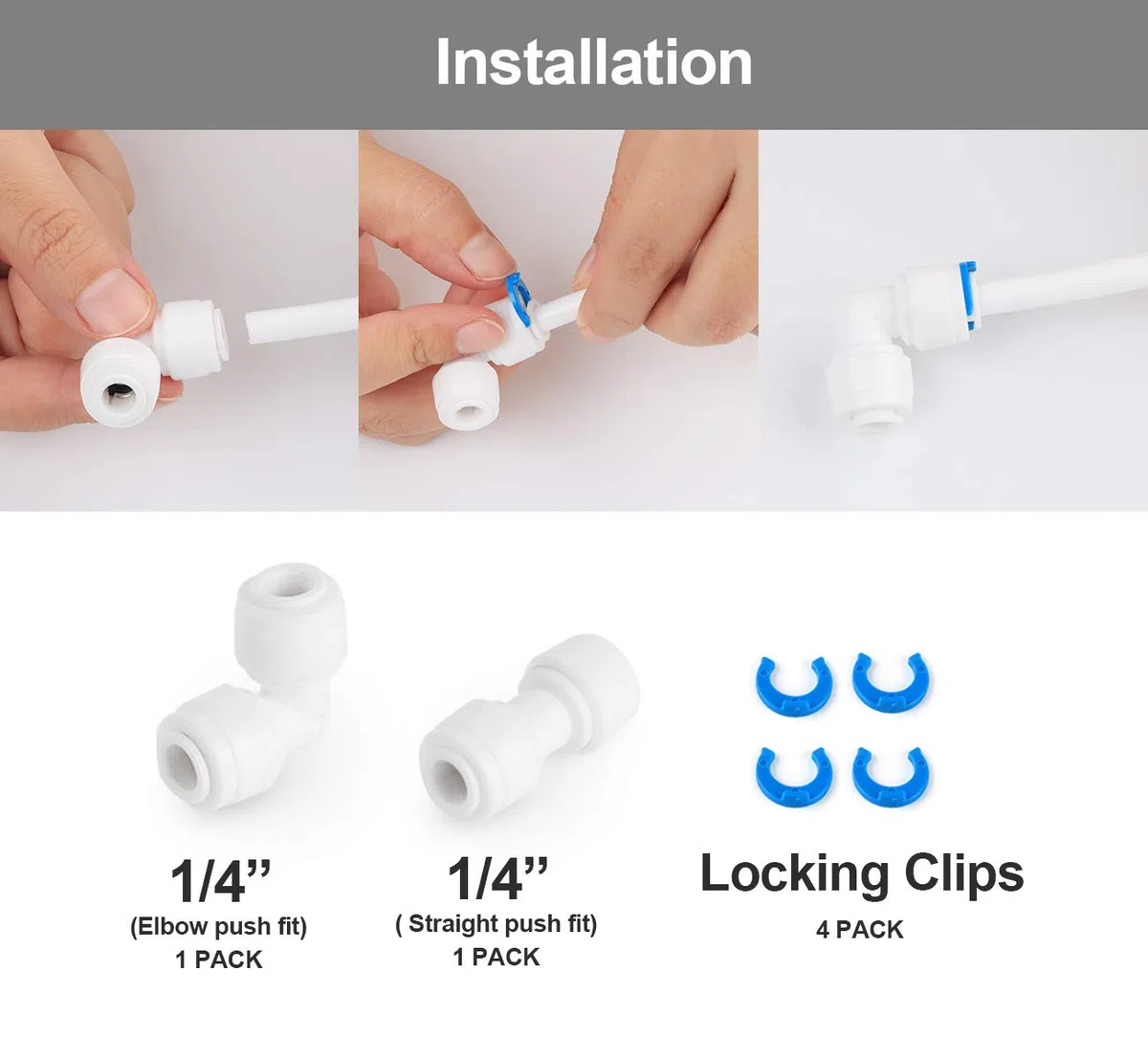 ilauke Tubo dell'Acqua da 15 M, Kit Connettore per Frigorifero Doppio in Stile Europeo, Tubo di Ingresso Dell'acqua da 6,35mm (1/4"), Bianco