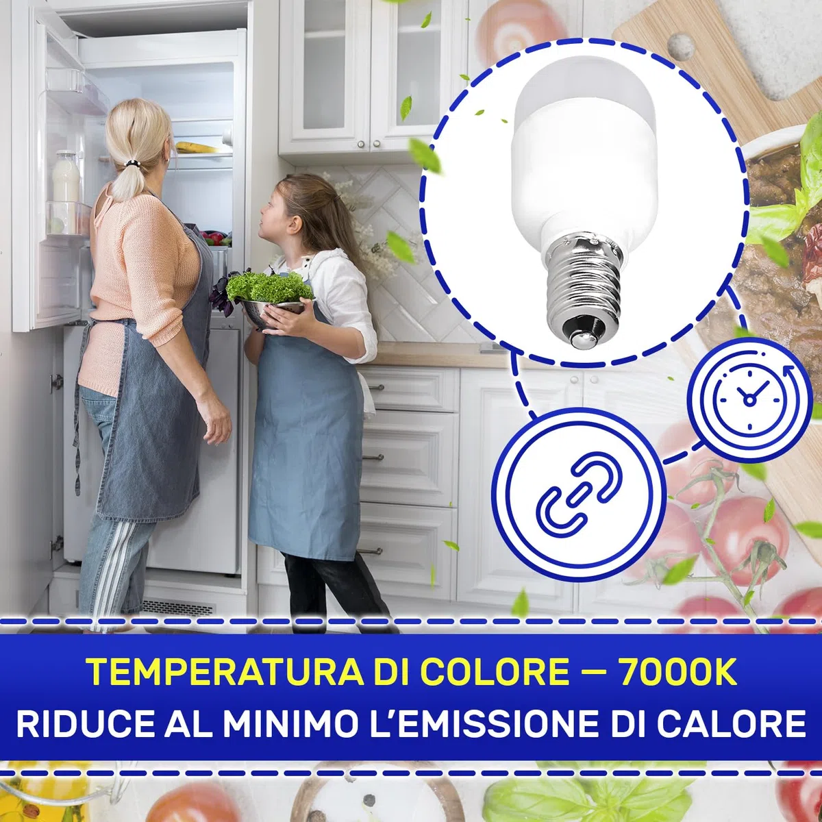 MONTERAL Lampada LED E14 per Frigorifero con Congelatore 2W 220-240V 50/60Hz 200Lm 7000K 19,5mA