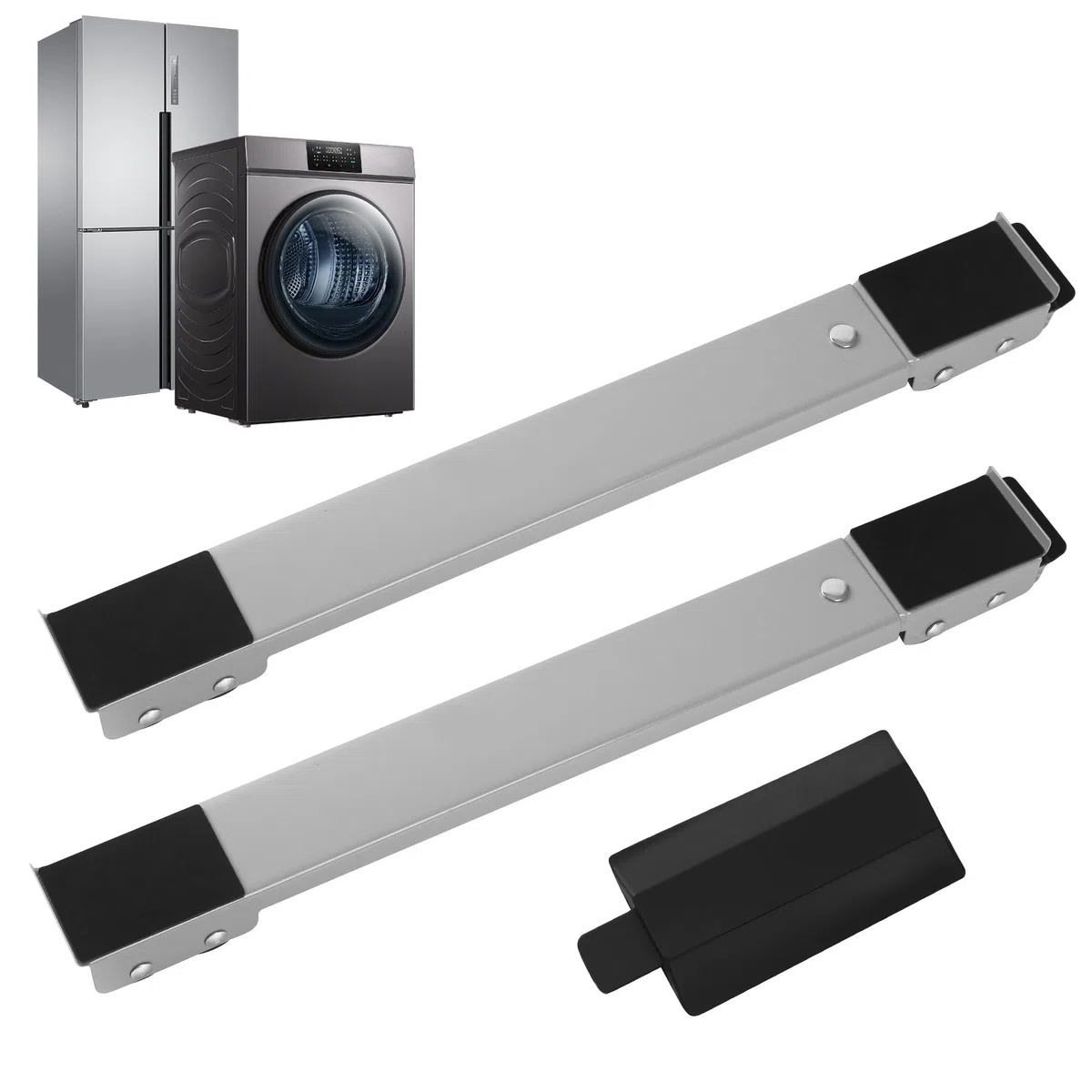 2 set di accessori per lavatrice, telaio di lavaggio universale, base regolabile, antiscivolo, adatto per sollevare la lavatrice, divani(grigio)
