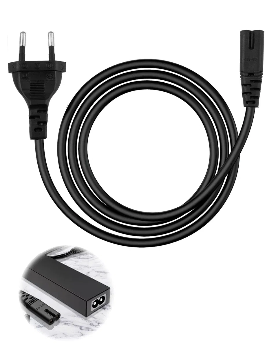 Cavo Alimentazione IEC320 C7 1.8m con 2 Poli Spina Euro per Monitor PC PS4 PS5 PS3 DVD Book Radio Stampante HP PC Portatile Adattatore Samsung Philips LG Sony TV Nero