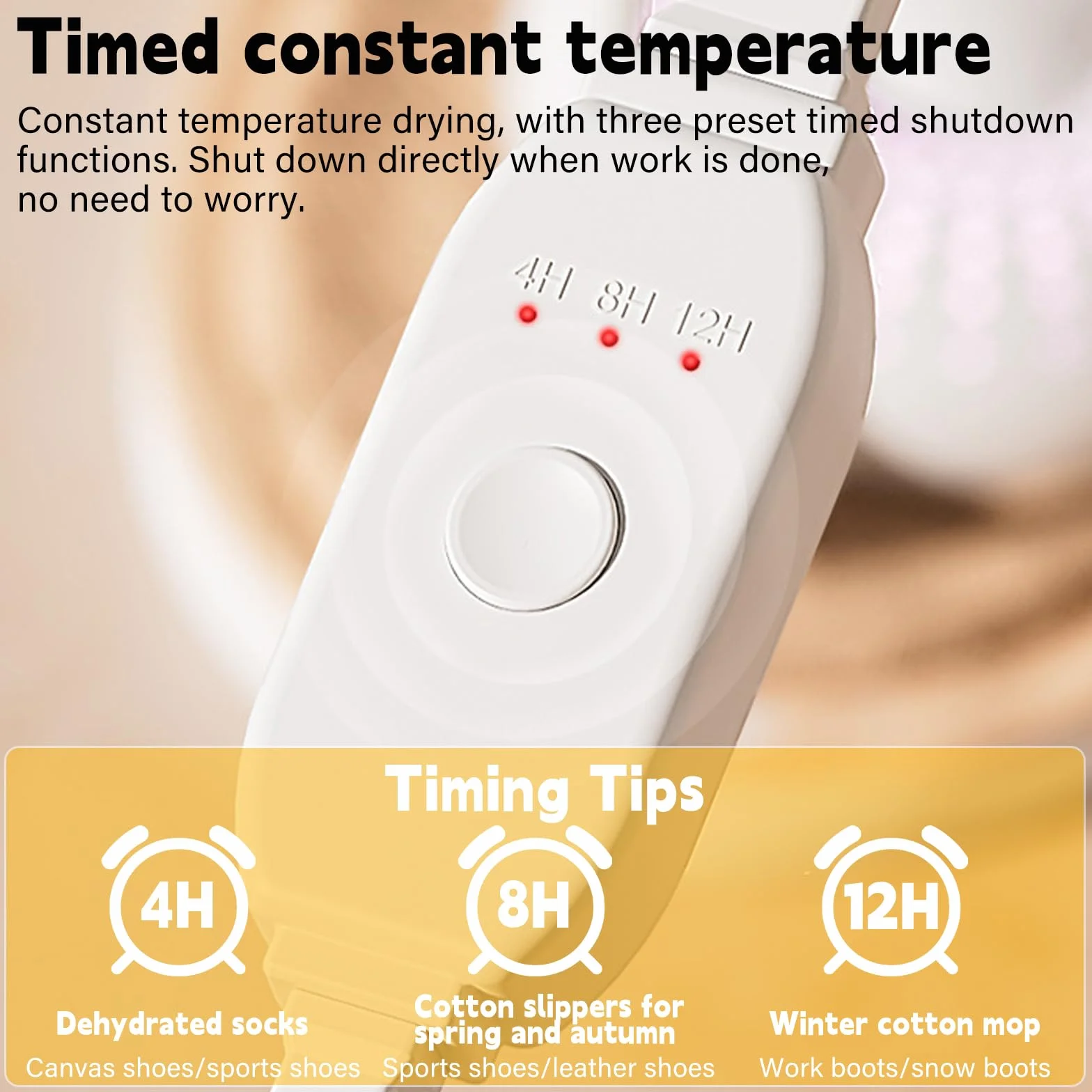 GOMETY Asciugascarpe elettrico asciugascarpe con timer 3 posizioni asciugatrice stivali scaldamani scarpe e stivali indossabili per asciugare ed eliminare gli odori per scarpe da sci calzini