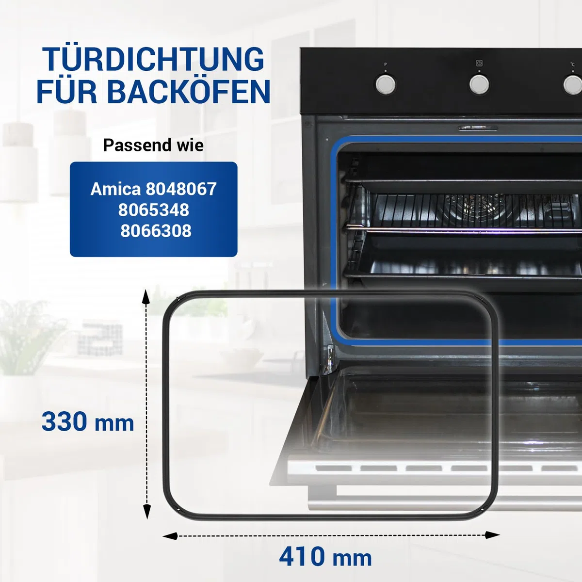 VIOKS Guarnizione in gomma da forno di ricambio per Amica 8066308 guarnizione porta con 4 ganci per forno E A+++ / E Stufa Guarnizione Amica Forno Ricambi Forno