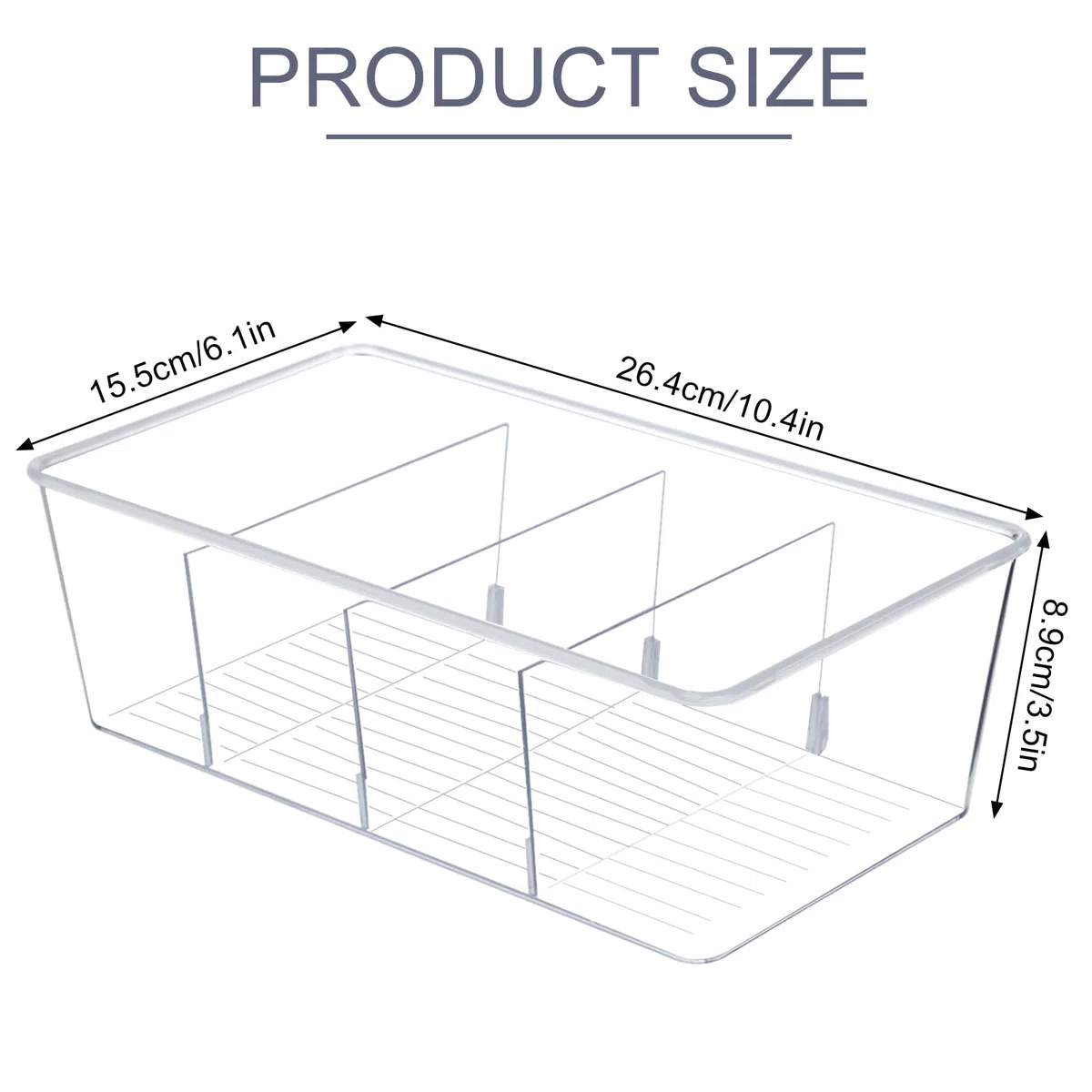 Set di 2 Organizer Frigorifero Cucina Organiser Frigo Contenitori Trasparenti Organizer con 4 scomparti,senza BPA,adatto per conservare bustine di tè,snack e spezie(Trasparente)