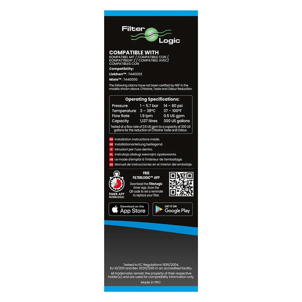 FilterLogic FFL-195LH | Filtro acqua compatibile con Liebherr 7440011, 9880980 InfinitySpring Cartuccia filtro per frigorifero nervera americano